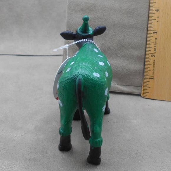 Party Animals Black Cow in Green Polka Hat Dot Ankyo Development - Picture 6 of 7